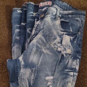 Distressed Blue Jeans